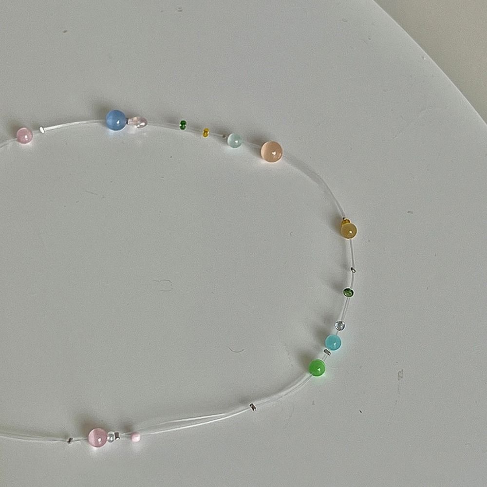 Resin Korean Style Necklace Colorful Beads Y2k Necklace Vintage Girl Choker  Summer