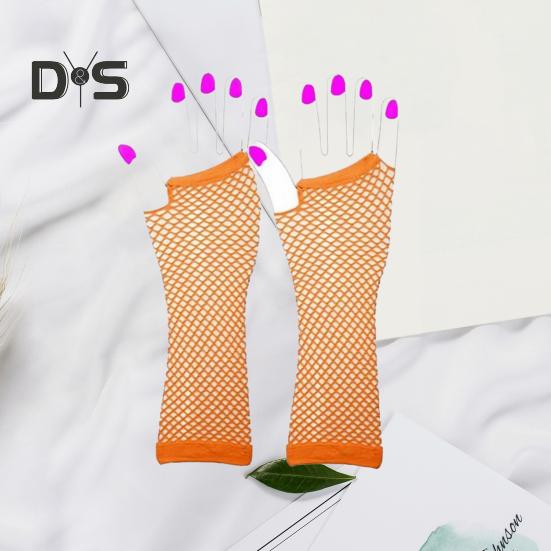 1 Pair Performance Gloves Hollow Out Fishnet Thin High Elasticity Fingerless Thin See-through Cosplay Club Party Festivals Gloves