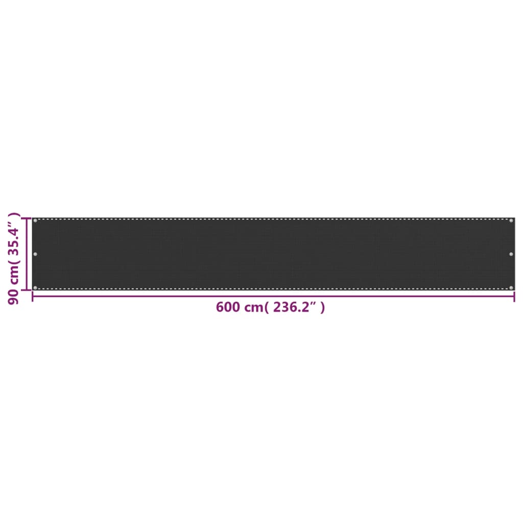 vidaXL Balkonsichtschutz HDPE 90x600 cm Anthrazit