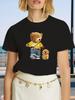 Summer and Spring Women's Short Sleeved Round Neck Casual Top T-shirt with Teddy Bear Pattern Women Clothing Y2K Top Harajuku