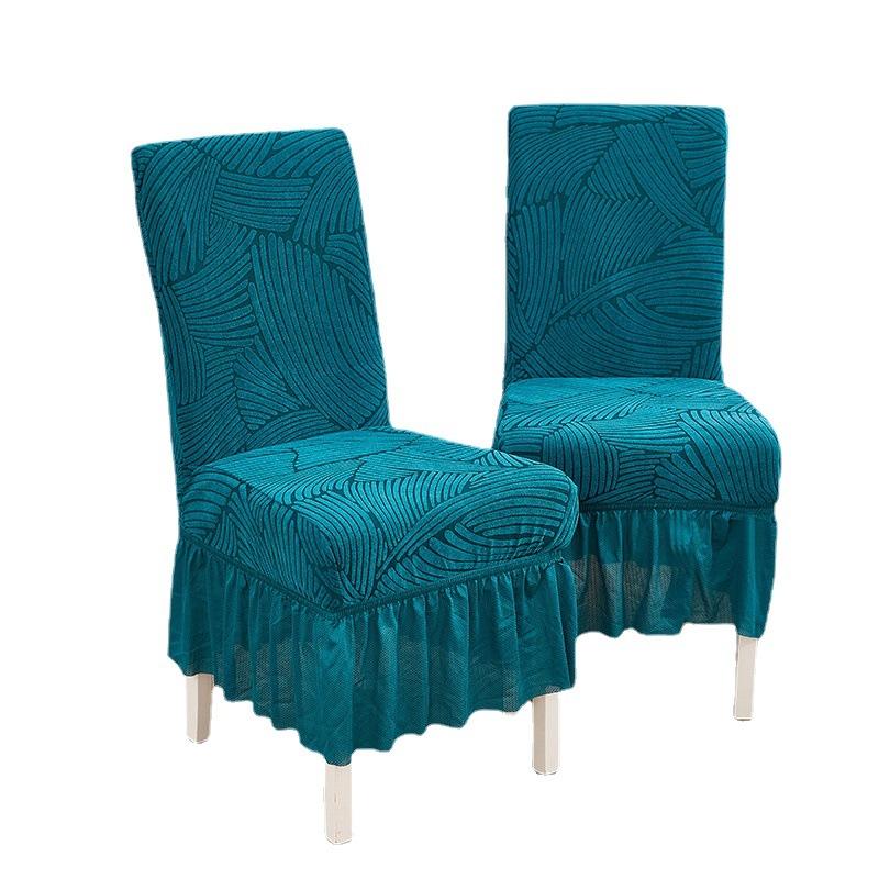 English Version Chair Cover Winter Thickened All-Inclusive Skirt Chair Cover Solid Color Corrugated Chair Cover