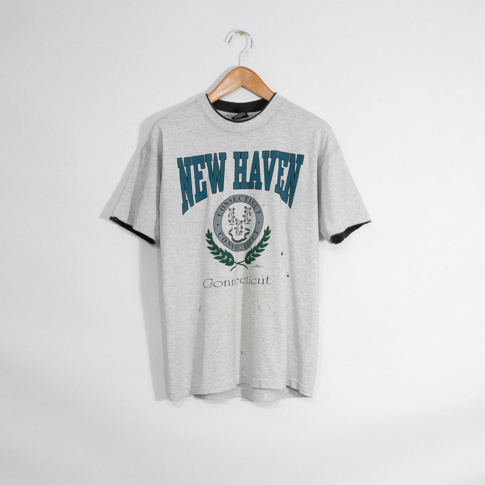 Vintage 90s New Haven Connecticut T Shirt Mens Large - Single Stitch Distressed L
