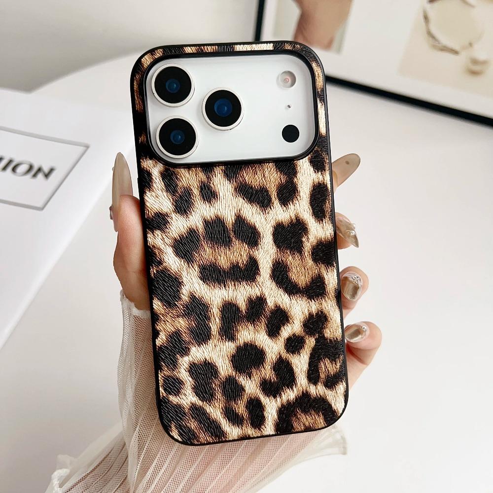 Snake Lichi Pattern Leopard Print PU Leather Case for IPhone 17 Air 16 15 14 Plus Pro Max Shockproof Rugged Protector Back Cover