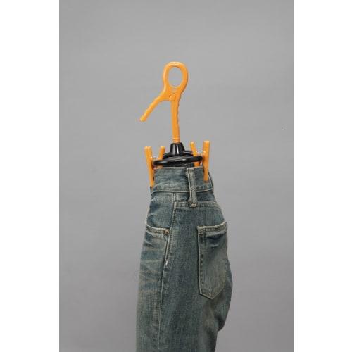 Sawafuji Clothes Drying Rack, Jeans Hanger, Black/Orange, 360mm Wide, with 4 Clothespins (Set of 2), Foldable for Quick Drying, Perfect for Jeans, Lau