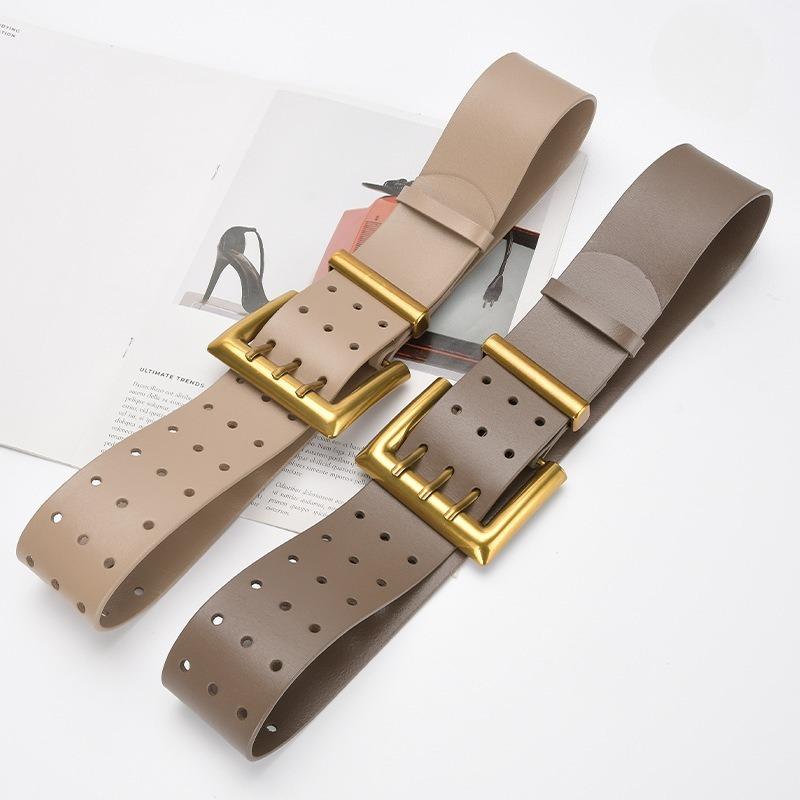 Three-breasted Belt Extra Wide Coat Belt Stylish Women's Belt with Unique Buckle Decoration