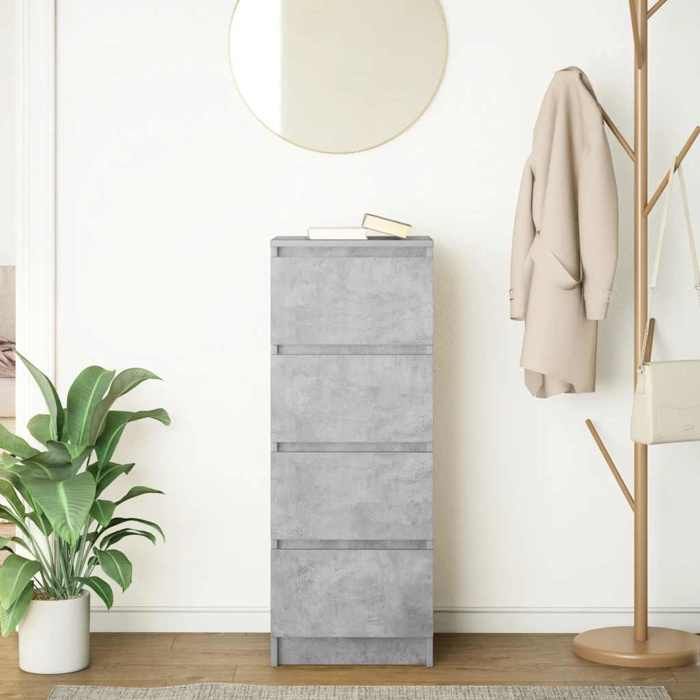 VidaXL Buffet gris béton 37,5x35x99 cm bois d'ingénierie, meuble de rangement, meuble de rangement de cuisine, meuble de 861700