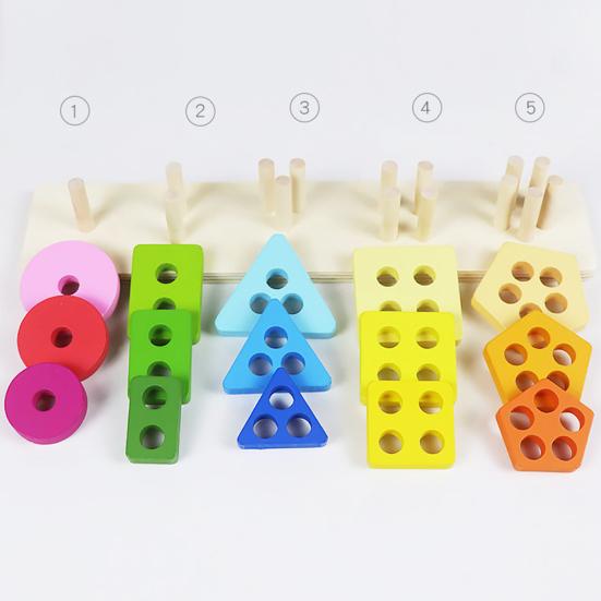 Wooden Sorting Stacking Toy Fun Learning Game Fine Motor Skills Pattern Recognition Wooden Block for Toddlers
