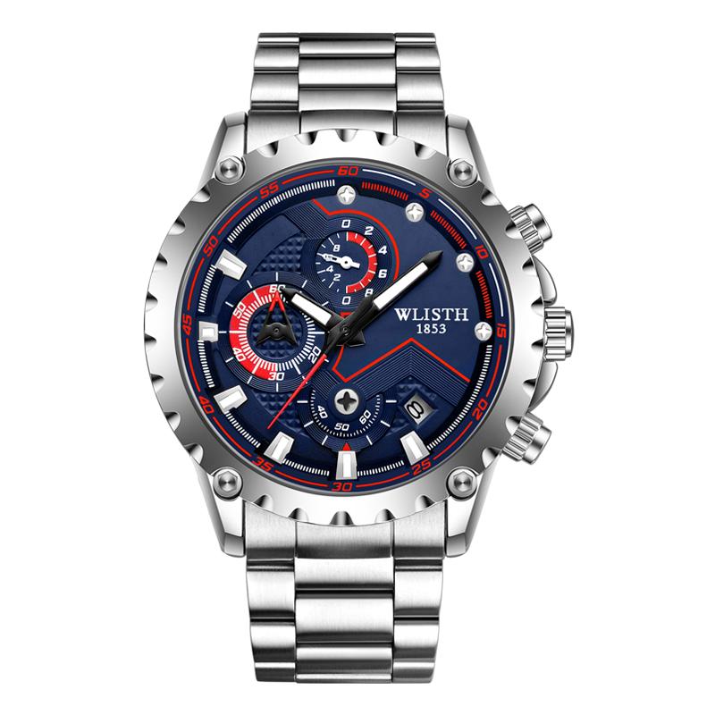 A luxury men s watch brand features a unique design of stainless steel bracelet waterproof quartz men s sports watch clock Luxury Watch