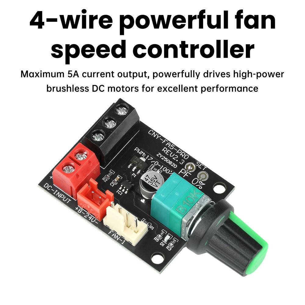 DC 8-24V 5A 4 Wire Violent Fan Speed Controller Module DC Brushless Motor PWM Speed Regulator Power Supply