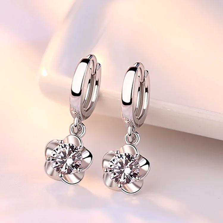 Zinc Alloy Sterling Zinc Alloy Earrings Zircon High Quality Retro Simple Pattern Purple White Zircon Earrings Hot Sale