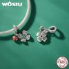 WOSTU 925 Sterlingsølv Lucky Firkløver Ladybug Charms Bee Beads Passer originalt armbånd DIY