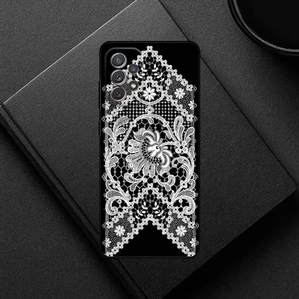 Lace Style Cool Girl  Phone Case For Samsung S25,S24,S21,S22,S23,S30,Ultra,S20,Plus,Others Soft Black Cover