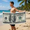 Luxury Money Print Beach Towel Flat Print 100 Dollar Bill Bath Towel For Adults Summer Outdoor Pool Party Workout Gym Mat