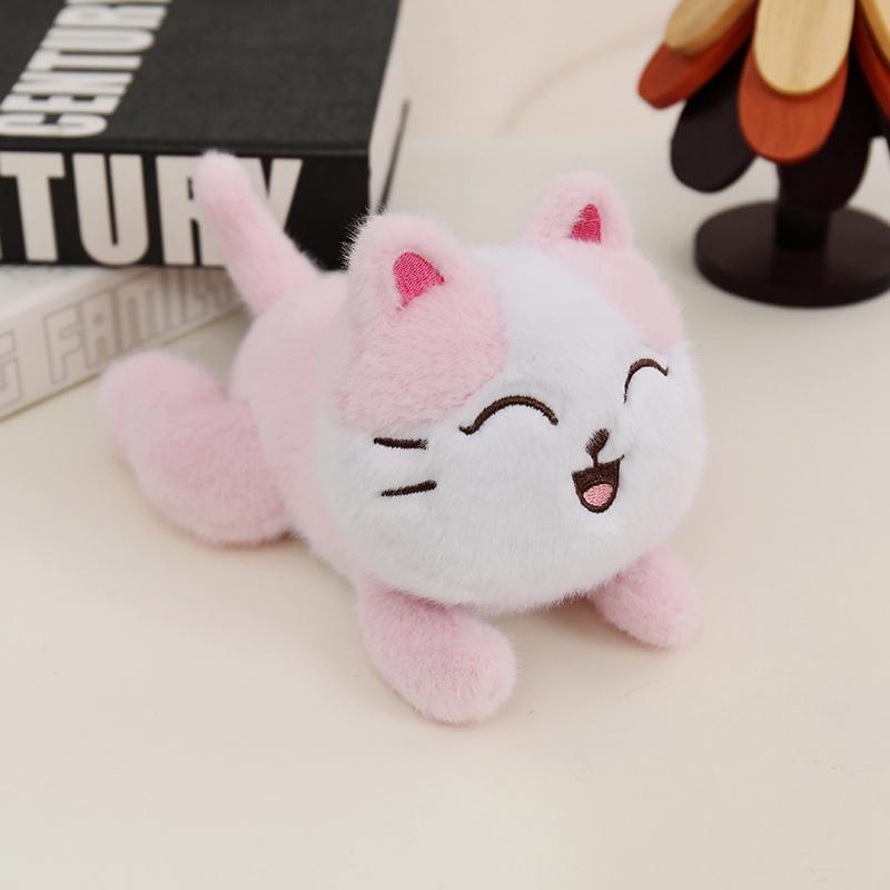 10/20cm Schattige Blije Kat Liggende Pop Pluche Speelgoed Gevuld Kleurrijk Kittentje Pluche Bruin Blauw Koffie Roze Kalmerend Cadeau 20cm