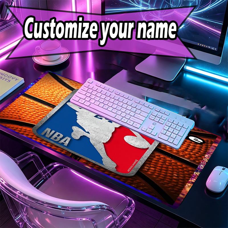 Benutzerdefinierter Name Personalisierte NBA-Muster-Mausmatte, Laptop-PC-Schreibtischmatte, Dekorative Schreibtischmatte für Zuhause Tastaturunterlage Geschenk