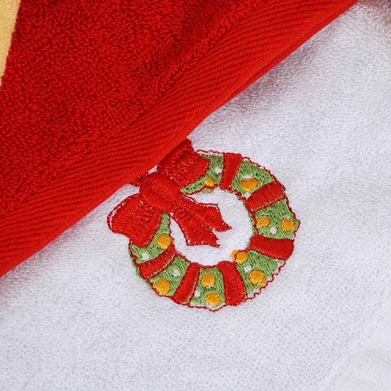 3pcs/set Christmas Cotton Towel with Embroidery Soft Skin Friendly for Bathroom Kitchen Holiday Decor