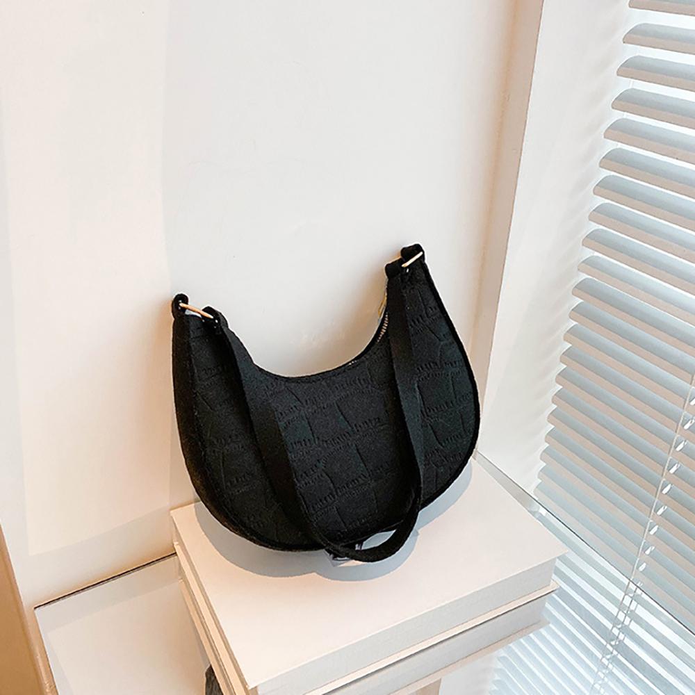 Fashi Felt Cloth Pattern Shoulder Bags For Women Small Handle Underarm Bag Clutch Luxury Solid Color Female Handbag With Purse