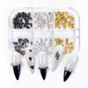 6 Grids Punk Style Flat-Back Metal Nail Art Rivet Pyramid-Shaped Charms Studs Accessories For Manicure Nails Decoration Supplies