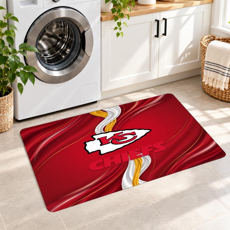 Flannel Kitchen Mat Kansas City Chiefs Soft Area Rug Non Slip Floor Carpet Home Decoration
