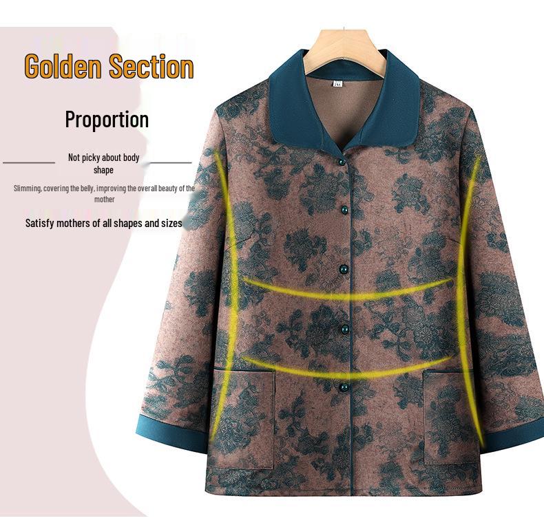Plus Size Cardigan Jacket for Middle-Aged and Elderly Mothers (Spring/Autumn)