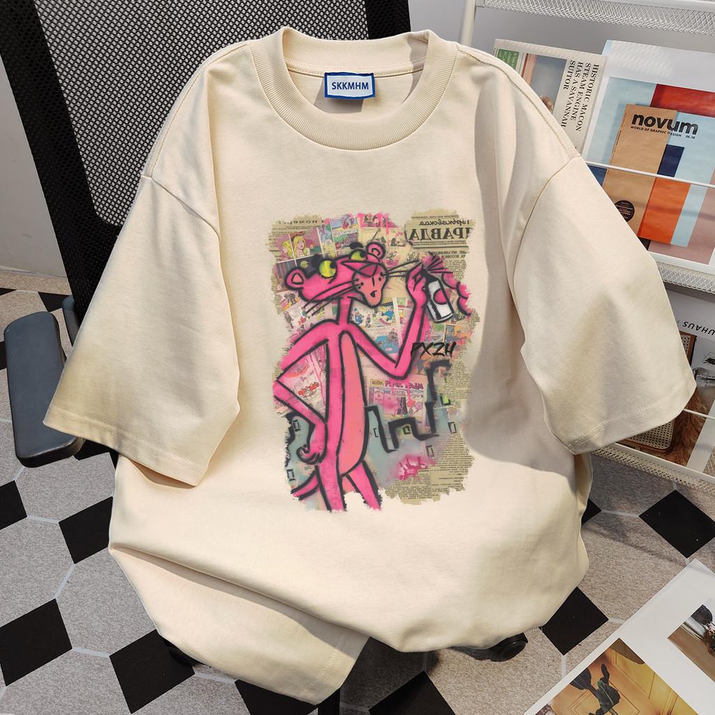 T Shirt Women Summer Pink Panther 3d Cotton Print Short Sleeve Casual Loose Fit For Teen Girls