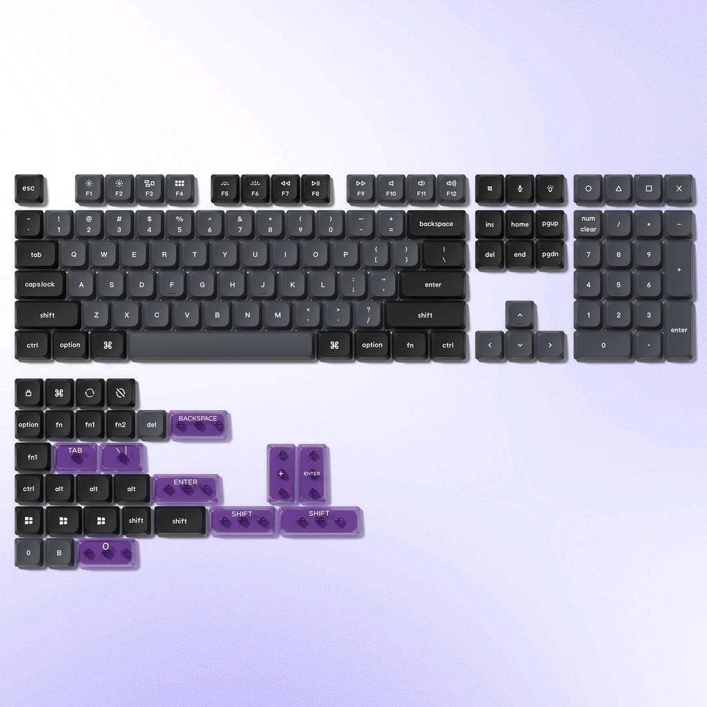 Womier 138-Key Low-Profile PBT Keycaps Full Set for 60%, 65%, 75%, and 100% Cherry Gateron MX Switch Keyboards (Gray and Purple)