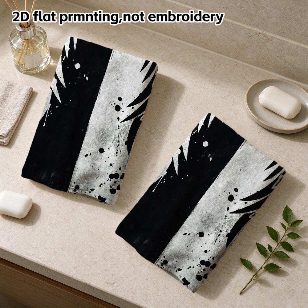 Absorbent Soft Bath Towel, Split Black White Angel Wings Print, Quick Dry Shower Towel