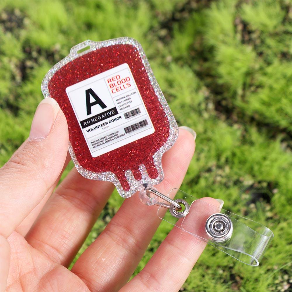 ABS Retractable Badge Reel Easy To Pull Buckle Anti Lost Blood Type Bag Shape Clips Nurse ID Holder Keys Lanyard