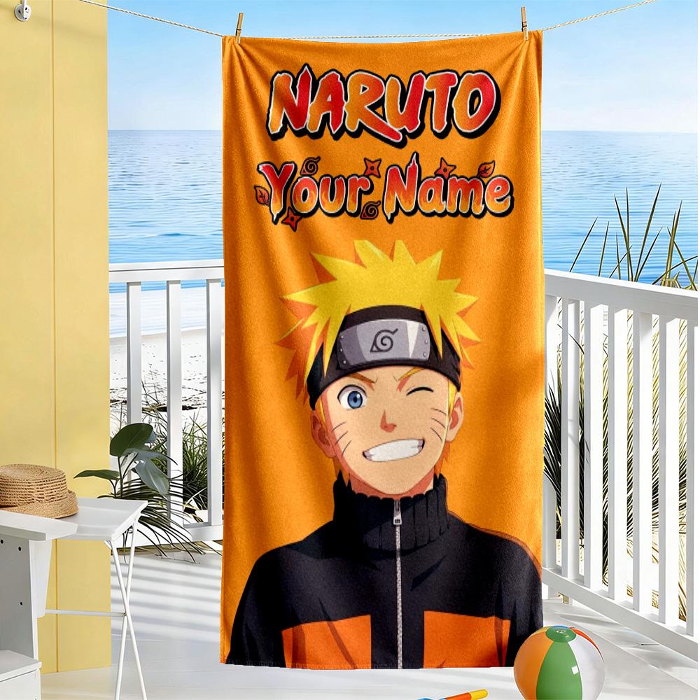 Naruto Character Customize Text Beach Towel High Absorbency & Quick-Dry Perfect for Traveling Yoga Camping and Swimming