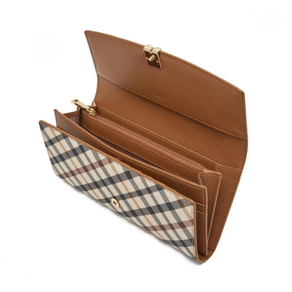 Daks Brown Check Dd Logo 3 Fold Long Wallet Dcwa6f421w2