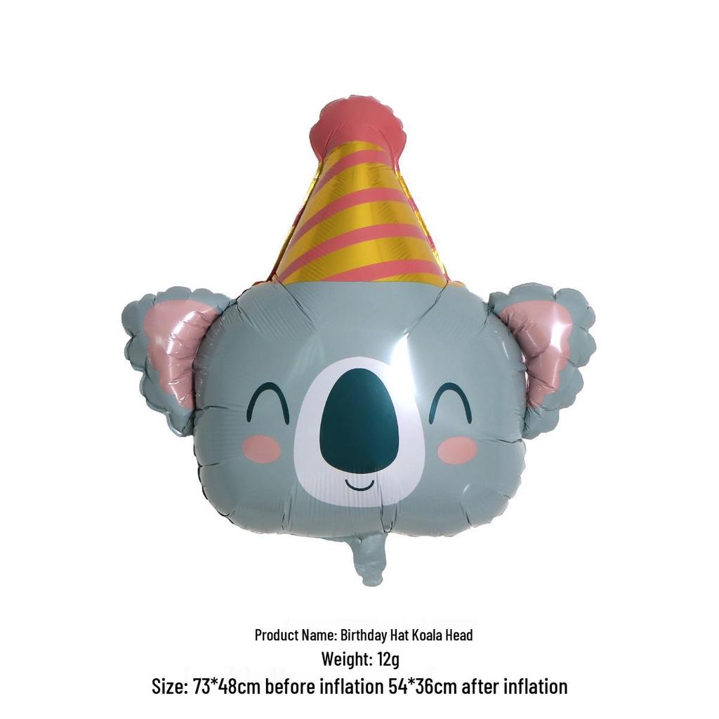 Animal-Themed Aluminum Foil Birthday Balloon Hat: Giraffe, Tiger, Bear, Frog, Sloth