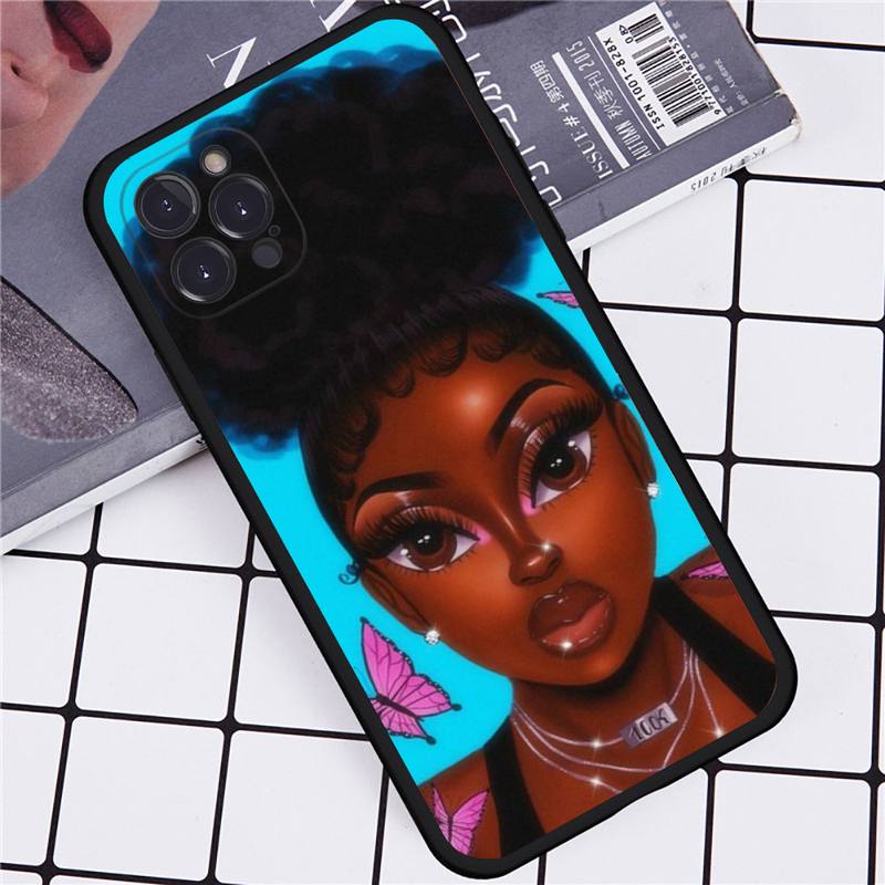 Afro Girls Art Phone Case For iPhone 14 11 12 13 Mini Pro Max 8 7 6 6S Plus X SE 2020 XR XS Funda Case
