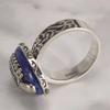 The Vampire Diaries Rings Silver Damon Salvatore Ring Men's With Lapis Lazuli Natural Stone Jewelry