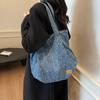 Denim Shoulder Bag Women's Large Capacity Shopping Bag Leopard Print Tote Bag Student Commuter Bag