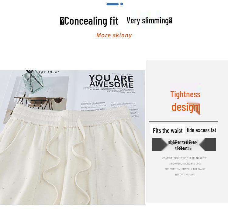Spring & Summer Rhinestone Wide-Leg Loose Scythe Pants for Women
