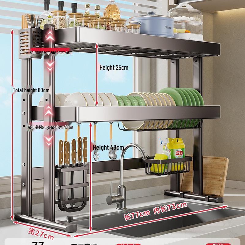 Danle Double-Layer Kitchen Sink Dish Drying Rack