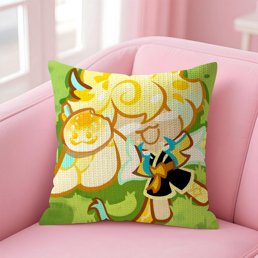 Game CCookie Run Kingdom Cushion Cover Natural Linen Pillow Case DoubleSided Print Decorative Sofa Pillowcase Home Decor Gift