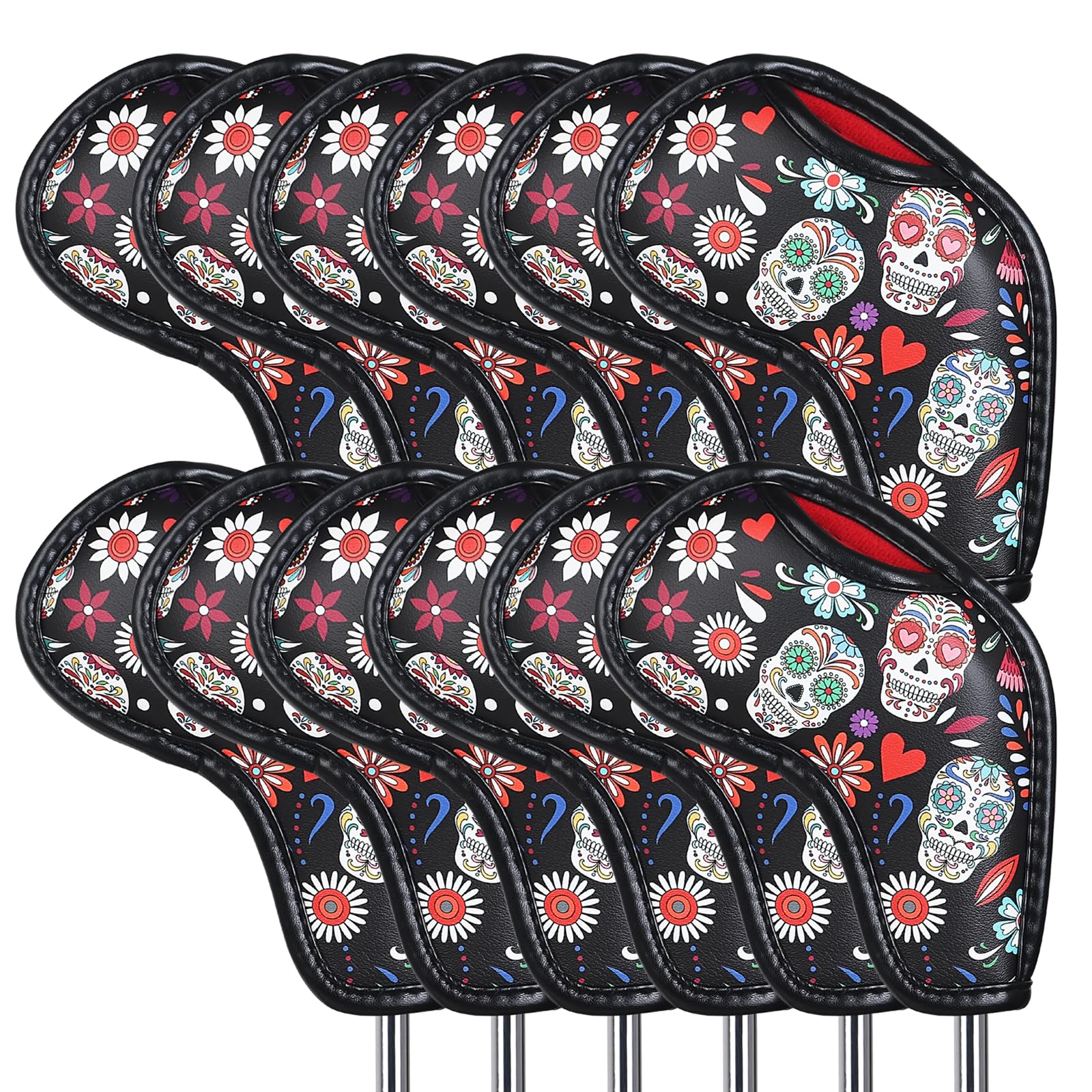 

Набор клюшек для гольфа Velcro Wedge Club Head Skull из искусственной кожи, 12 шт., застежка, чехол, чехол, узор,