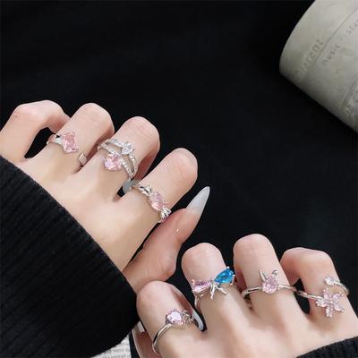 Yay Pembe Zirkon Serisi Açık Yüzük Niş Aşk Soğuk Rüzgar İleri Düzey Anlam Kişilik Yüzüğü Kadın