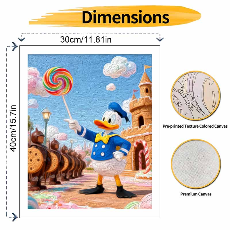 Disney Donald Duck Candy Castle Digital Oil Painting Art Kit Handmade Coloring Painting Home Decor