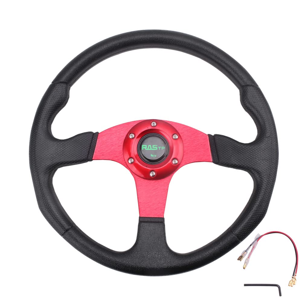 

MUTEKI Lightweight Aluminum Suede Steering Wheel with Horn Button (Red)