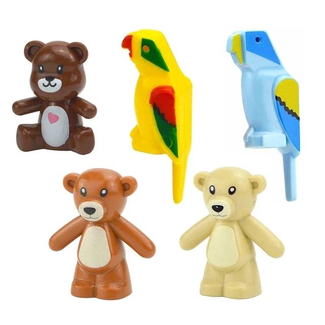 MOC Animals Building Blocks Flamingo Swan Otter Cat Dog Pug Chick Duck Eagle Sheep Owl Rabbit DIY Model Brick Toys for Children