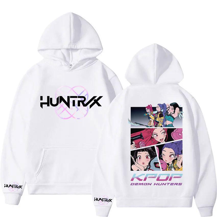 Manga K-pop Demon Hunters Hoodies Men Women Retro Oversized Fleece Sweatshirt Gothic Long Sleeve Hooded Streetwear