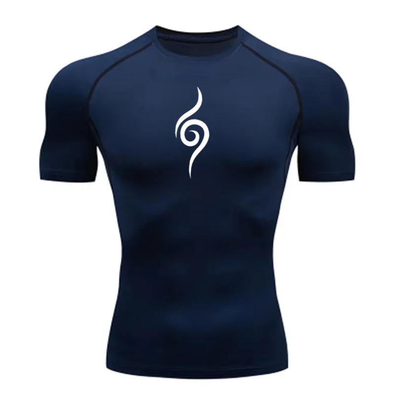 Men s Quick-Dry Compression Fitness T-Shirt, Breathable 2D Print, Short Sleeve. Large