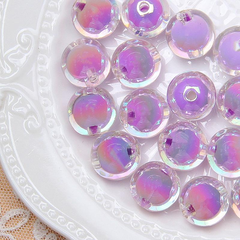 16mm Colorful UV-Plated Acrylic Round Beads for DIY Jewelry, Phone Chains, Wind Chimes, and Car Hangings
