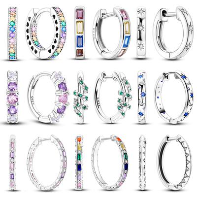 Authentic Copper Color Sparkling Cubic Colorful Zircon Star Double Hoop Earring For Women Proluxe Wedding Engagement Jewelry