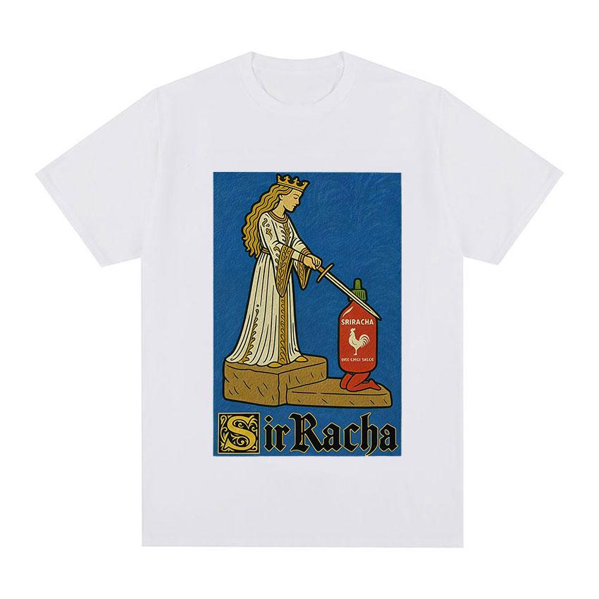Sir Racha Mittelalter Könige Ära Lustiges Meme Scharfe Soße Grafik T-Shirt Unisex Damen Humor Stil T-Shirt Mode Übergroßes Baumwoll-T-Shirt