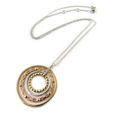 [P0556] - Tricolor 'Bagues Eternelles' Silver Necklace