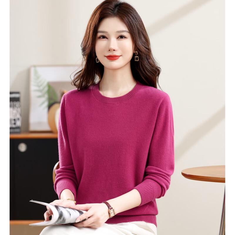 SNOWFLYING Women's 2025 Pure Wool Round Neck Pullover Sweater