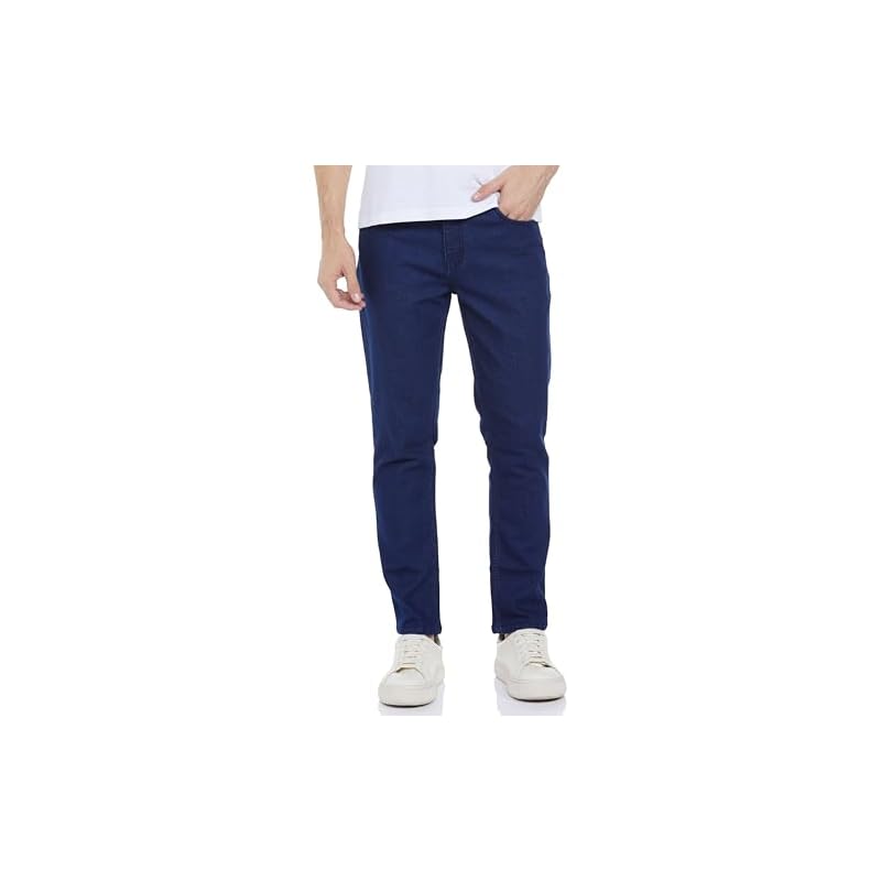 INKD Men's Mid Rise Relaxed Jeans (INKAW24MJN-501_Yale Blue_32)